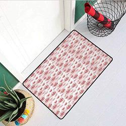 Tea Party Universal Door mat Polka Dots Jug Cup and Pot Traditional Retro Style Kitchenware of Great Britain Door mat Floor Decoration W15.7 x L23.6 Inch Red White