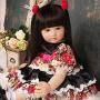 Realistic Reborn Baby Doll Silicone Vinyl Toddler Girl Back Long Hair Red and Black Princess Dress 24 Inches