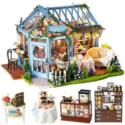 CUTEBEE Dollhouse Miniature with Furniture, DIY Dollhouse Kit Plus Dust Proof and Music Movement, 1:24 Scale Creative Room Idea