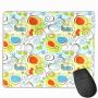 Modern Decor Gaming Mouse pad Floral Flowers with Geometrical Abstract Funky Swirls Image Custom Mouse pad 8.5&quotx7" Light Green Blue and White