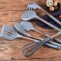 Jdeepued Silicone kitchenware 6-Piece Silicone Kitchen Utensils Cooking Utensils Set for Nonstick Cookware Includes Slotted Turner Whisk Silicone Kitchen Utensils (Color : Gray, Size : 6 Piece Set)