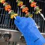 Exkouci Silicone BBQ Gloves, Heat Resistant Gloves Grill Kitchen Silicone Oven Mitts, 13.5 inches Long Waterproof Non-Slip Potholder for Barbecue Cooking Baking Grilling