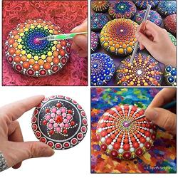 3HART 38PCS Mandala Dotting Tools for Painting Rocks, Stone Painting Mandala Dotting, Dotting Tools for Painting Mandalas, Rock Supplies Dotting with Stencils Template and Clay Sculpting Tools