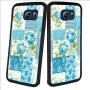 Samsung Galaxy S6 Case, Blue Flower Shock-Absorption TPU Rubber Bumper Samsung Galaxy S6 Case, Ultra Thin Slim Protective Cover for Samsung Galaxy S6-Black