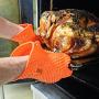 Silicone BBQ Gloves Waterproof Oven Mitts -Heat Resistant Grilling Accessories & Home Kitchen Tools for Cooking, Baking,Barbecue,Potholder (Orange)