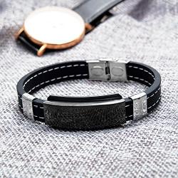 Magnetic Therapy Stainless Steel&Silicone Bracelets Bangle for Men Health Stress Relief Silica Gel Wristband