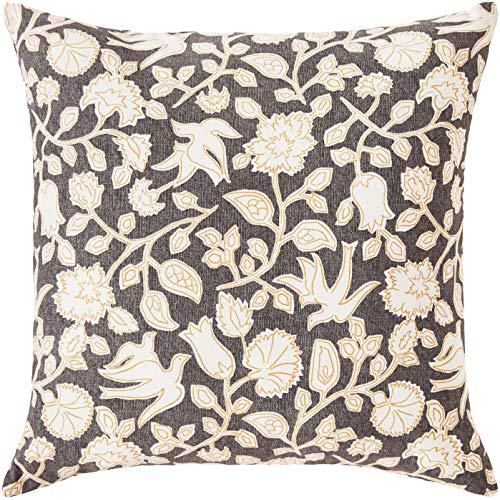 Ravenna Home Modern Floral Throw Pillow - 20 x 20 Inch, Charcoal