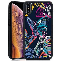 iPhone Xs iPhone X Case,Flexible Soft TPU Cover Shell,Slim Silicone Black Rubber Non-Slip Durable Design Protective Phone Case for iPhone Xs iPhone X -Butterfly