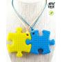 Sensory Chew Necklace Premium Strength (2 Pack) for Boys, Girls, Kids and Adults. Great for Severe Chewers Autism, ADHD, Baby Teething, Silicone Puzzle Autism, Awareness Chewlery Yellow Blue