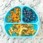 Bumkins Silicone Grip Dish, Suction Plate, Divided Plate, Baby Toddler Plate, BPA Free, Microwave Dishwasher Safe, Blue/Pink