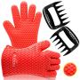 Barbecue Gloves & Pulled Pork Claws Set - Silicone Heat Resistant Grilling Accessories & Home Kitchen Tools for Your Indoor & Outdoor Cooking Needs - Use as BBQ Meat Turner or Oven Mitts