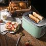 QIN.J.FANG-Kitchen Mini Toaster,Automatic 2 slice Home Breakfast Toaster with Dust Cover,Green