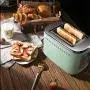 QIN.J.FANG-Kitchen Mini Toaster,Automatic 2 slice Home Breakfast Toaster with Dust Cover,Green