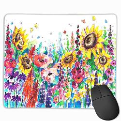 Modern Funny Mouse pad Floral Watercolor Style Wildflowers Country Kitchenware Flowers Art Print Custom Mouse pad 8.5&quotx7" Yellow Purple Red Green