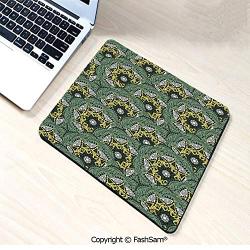 Desk Mat Mouse Pad Eastern Floral Motifs Pattern Bohemian Ornaments Vintage Artwork Decorative for Office(W7.8xL9.45)