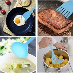 5-Pieces Nylon Kitchenware Creative Insulating Silicone Cookware Cooking/Non-Stick And Heat Resistant Cook Tools/Incluing Potato Masher,Spatula,Soup Spoon,Turner And Ladle