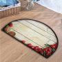 YOLIYANA Modern Soft Semicircle Rug,Cooking Vegetables Recipe Kitchenware Chef Rustic Wood Organic Utensil Cafe Art for Bathroom
