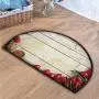 YOLIYANA Modern Soft Semicircle Rug,Cooking Vegetables Recipe Kitchenware Chef Rustic Wood Organic Utensil Cafe Art for Bathroom