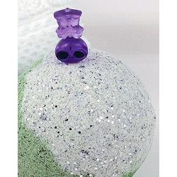 Kids GIANT 10 OZ Green & Glitter Planet Grey Bath Bomb with Solid Silicone Alien Toy Inside - Bubble Gum Scent Ball Size 3" Diameter Ages 4+