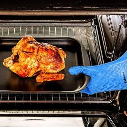 Exkouci Silicone BBQ Gloves, Heat Resistant Gloves Grill Kitchen Silicone Oven Mitts, 13.5 inches Long Waterproof Non-Slip Potholder for Barbecue Cooking Baking Grilling