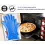 Exkouci Silicone BBQ Gloves, Heat Resistant Gloves Grill Kitchen Silicone Oven Mitts, 13.5 inches Long Waterproof Non-Slip Potholder for Barbecue Cooking Baking Grilling