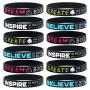 (12-Pack)&quotDream, Believe, Inspire, Create" Silicone Wristbands - Wholesale Bulk Pack of Inspirational Message Bracelets