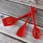 Silicone Kitchenware Set 5PCS Red Silicone Kitchen Tool Soup Spoon Spatula Key Spoon Ladle Salad More