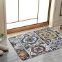 YOLIYANA Modern Stylish Doormat,Antique Style Classic Tiles Pattern Folkart Kitchenware Home Design Art for Door,29" Lx17 W