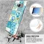 Samsung Galaxy S8 Case, Soft TPU Slim-Fit Flexible Ultra-Thin Clear Case, Full-Body Rugged Bumper Print Blue Flower Case for Samsung Galaxy S8, Transparent
