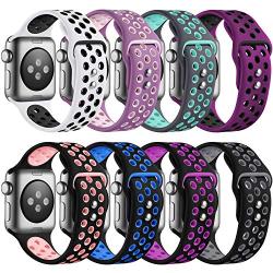 ilopee Band Compatible with Apple Watch 40mm 44mm 38mm 42mm, Vibrant Two-Tone Waterproof Durable Silicone Sport Strap for iWatch Series 5 4 3 2 1 for Women/Men, S/M M/L