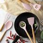 Silicone kitchenware 11 Pieces Pink Silicone Cooking Utensils Kitchen Utensil Set Wooden Handles Cooking Tools For Nonstick Cookware Includes Tongs Pasta Fork Whisk And More punk Silicone kitchen uten